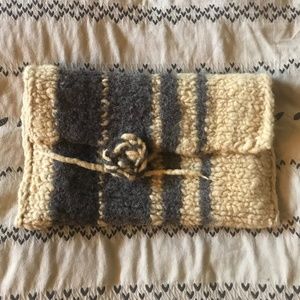 Handmade Natural Dyed Wool Clutch Bag Purse Large